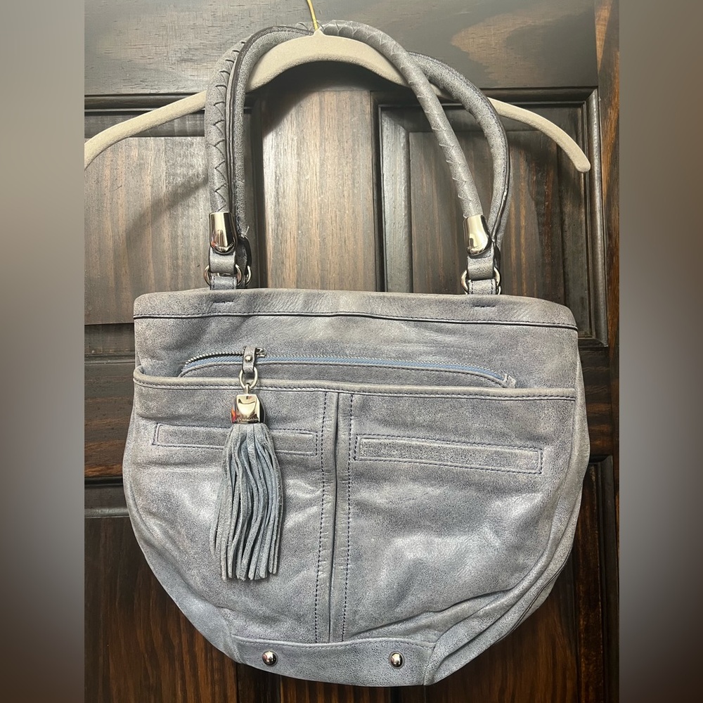 B Makowsky handbag blue gray